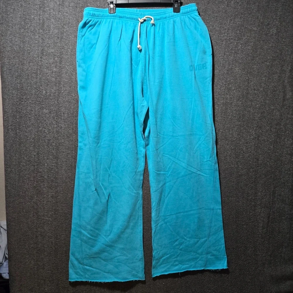 Oner Active Raw Wide Leg Joggers Aqua Blue Sz 2XL XXL Drawstring NWT